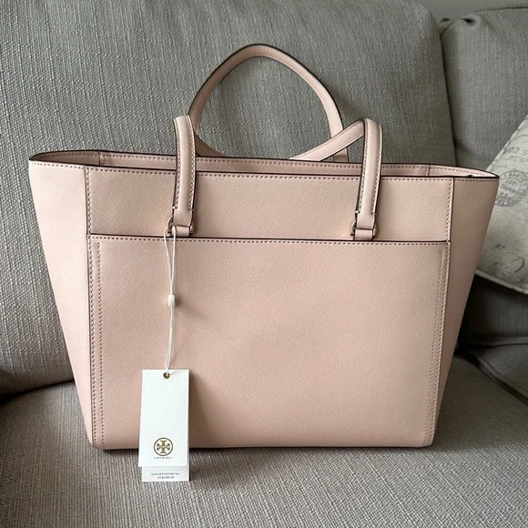 Tory Burch Robinson small Tote in pale apricot - Picture 3 of 14